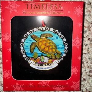 Virginia aquarium sea turtle brass ornament